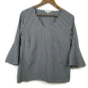 Jane and Delancey Gingham Bell Sleeve top Size L
